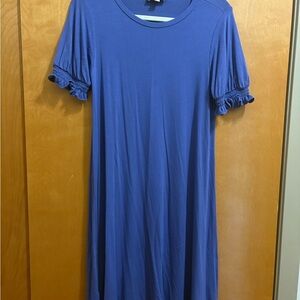 LOFT Blue Ruffled Midi Dress